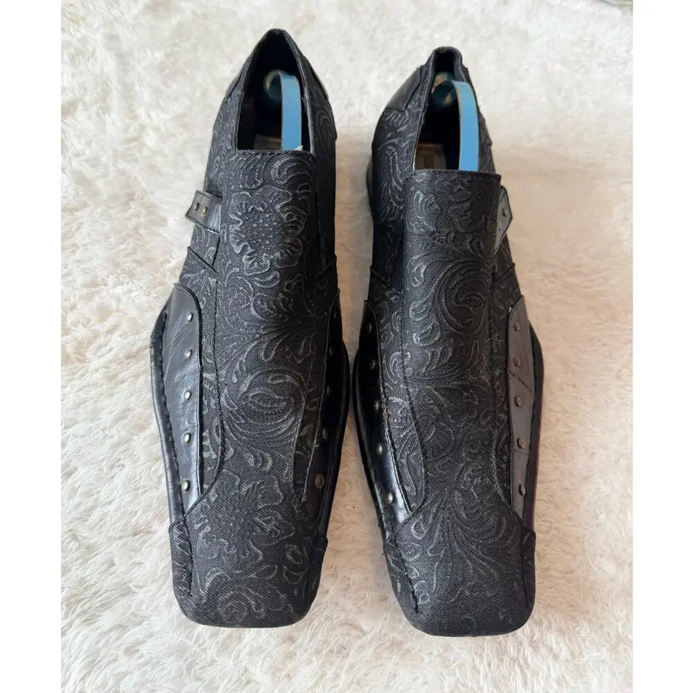 Giorgio Brutini Black Embossed Square Toe Slip On Loafers Men 9